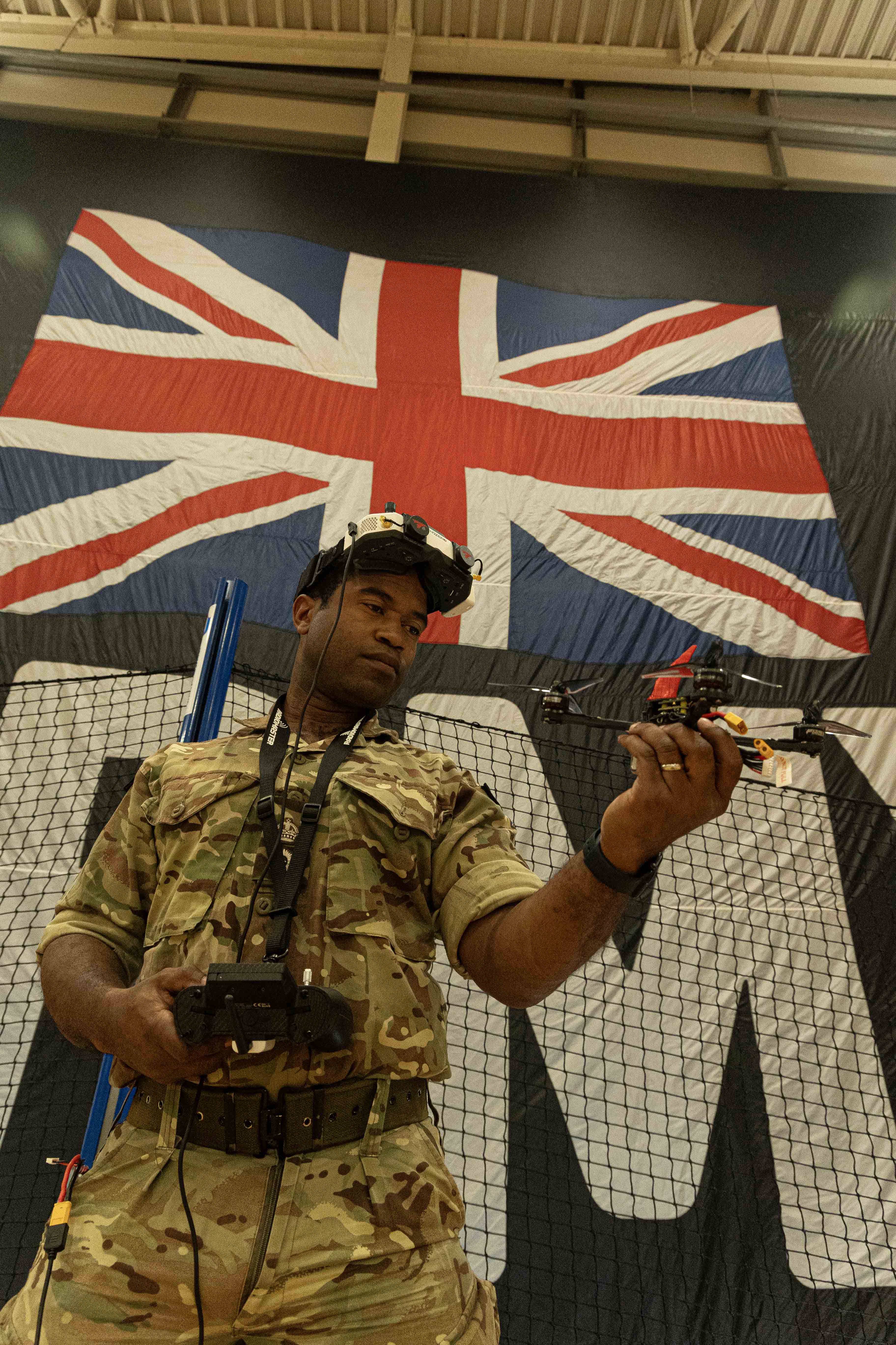 Photo: British drone pilot test flying a drone.